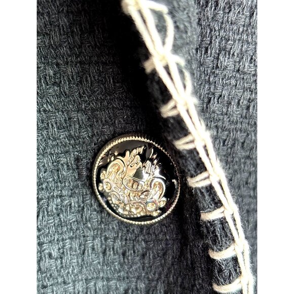 7 For All Mankind Dress Blazer Size Medium Crest Shank Buttons Black Formal 7FAM - Picture 2 of 10